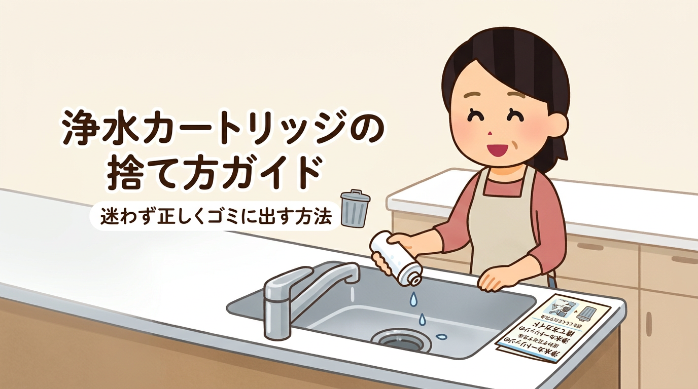 シンクで浄水カートリッジの水を切っている画像