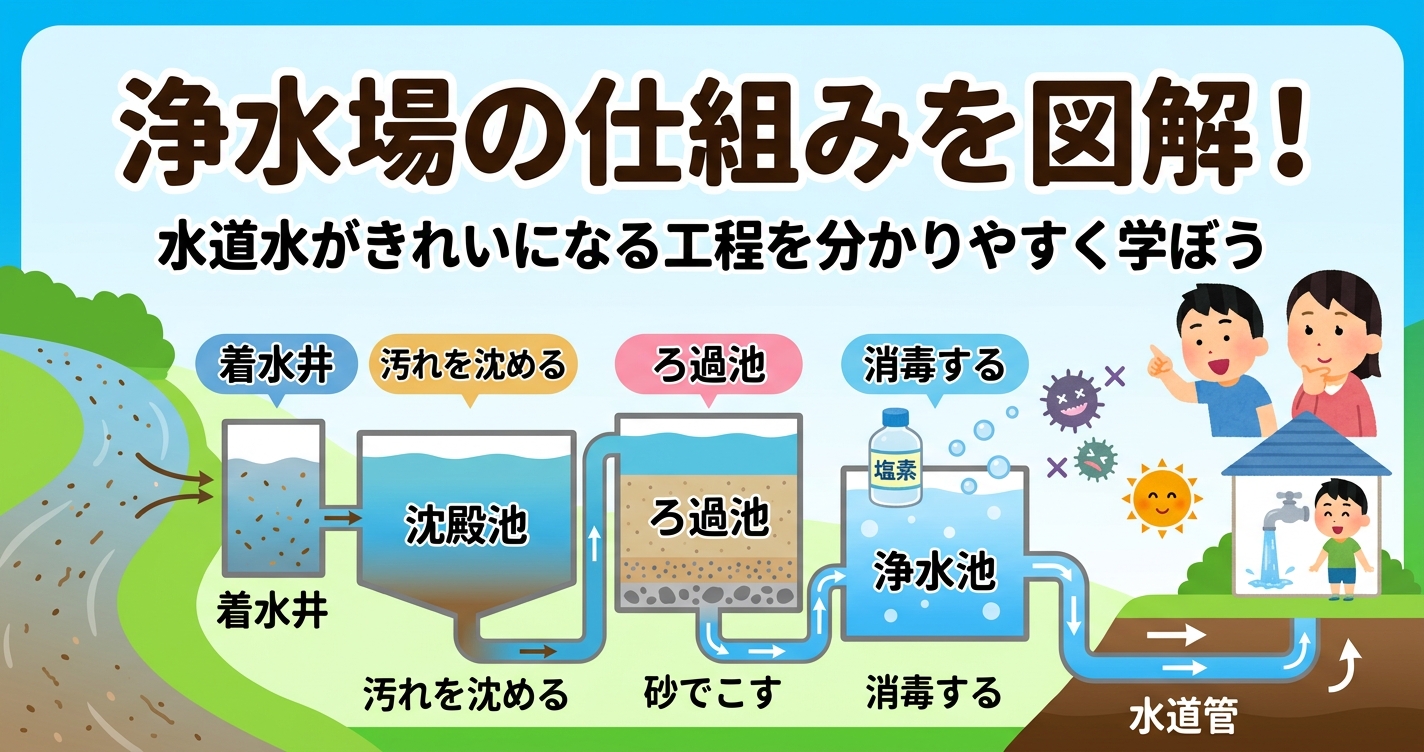 浄水場の仕組みを図で徹底解説！水道水がきれいになる工程