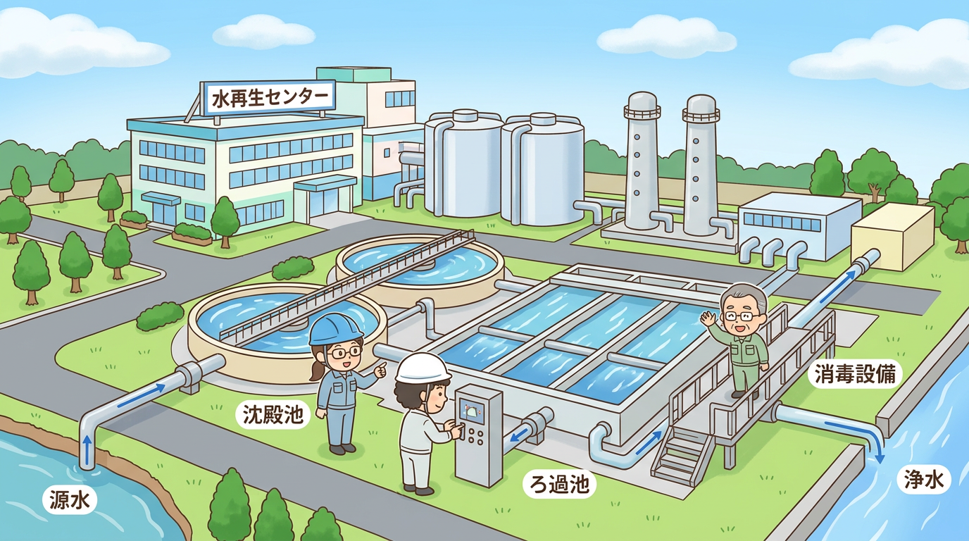 浄水場の外観や設備の画像