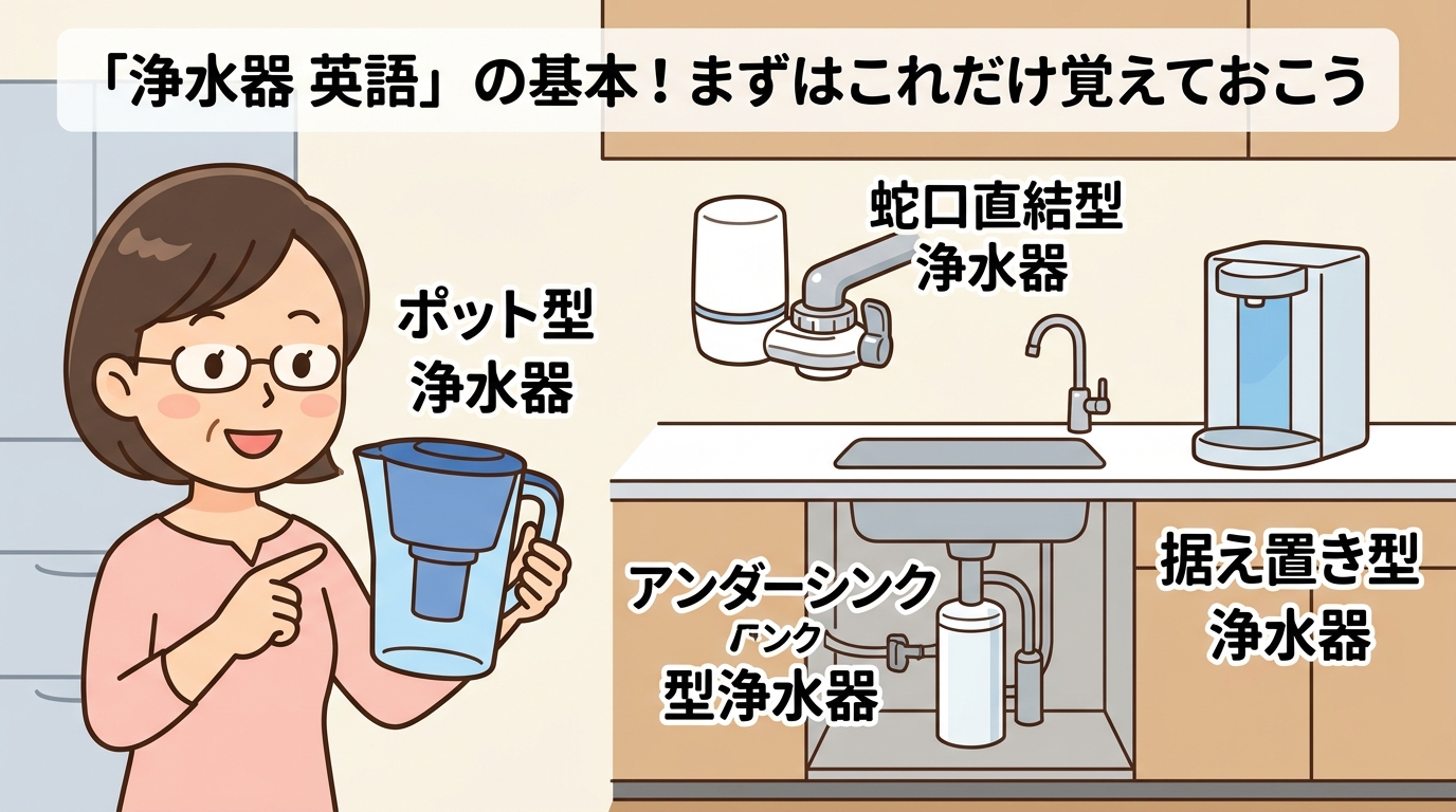 ポット型や蛇口直結型など様々な種類の浄水器の画像