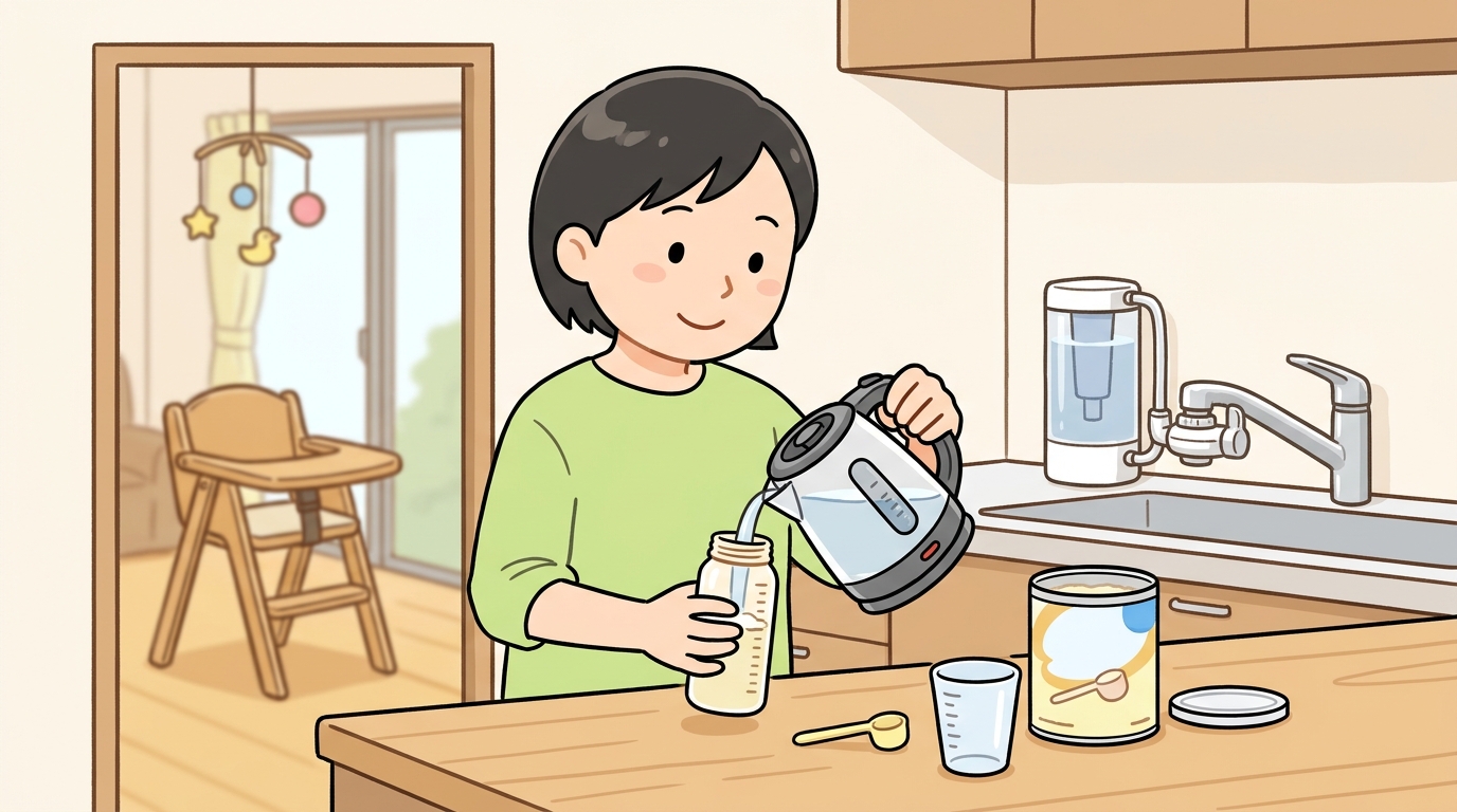 赤ちゃんのミルクを作っている画像