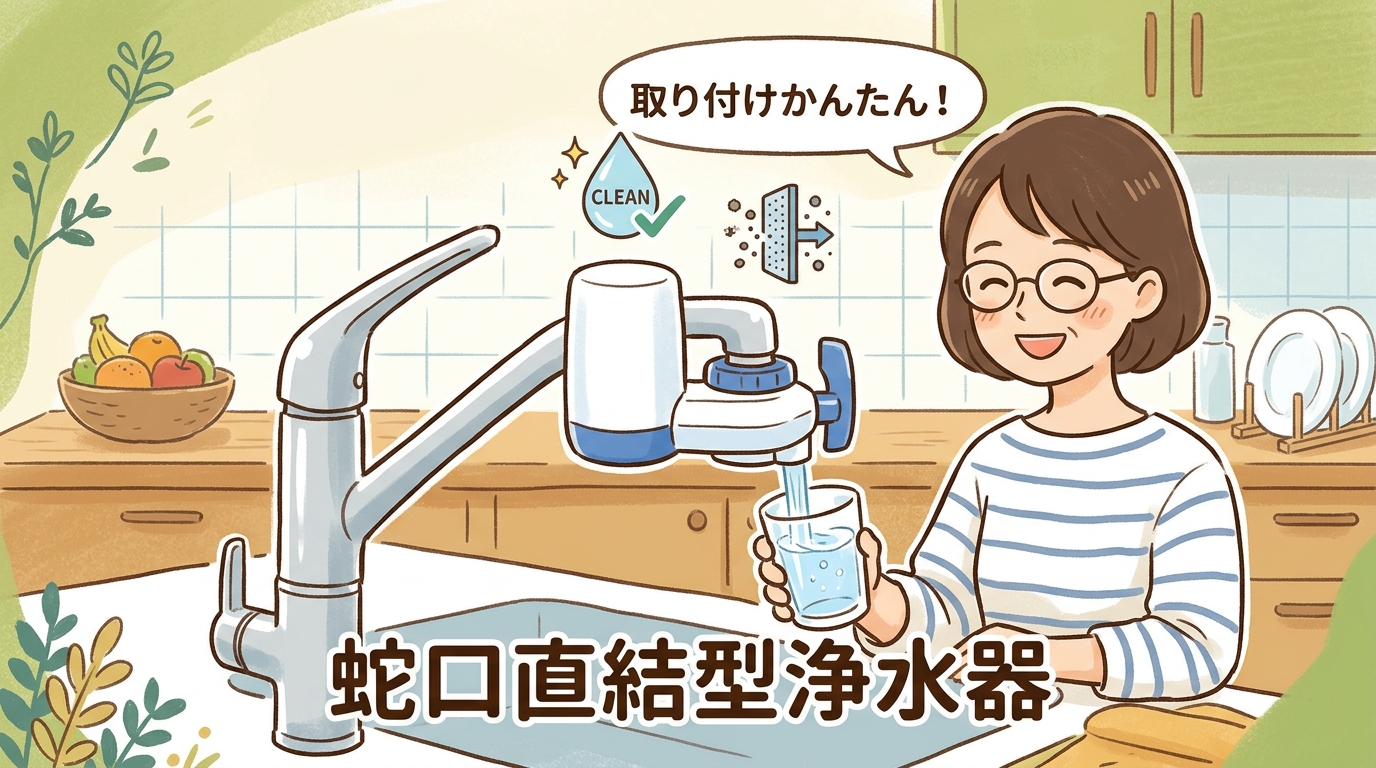 蛇口直結型浄水器を取り付けたキッチンの画像