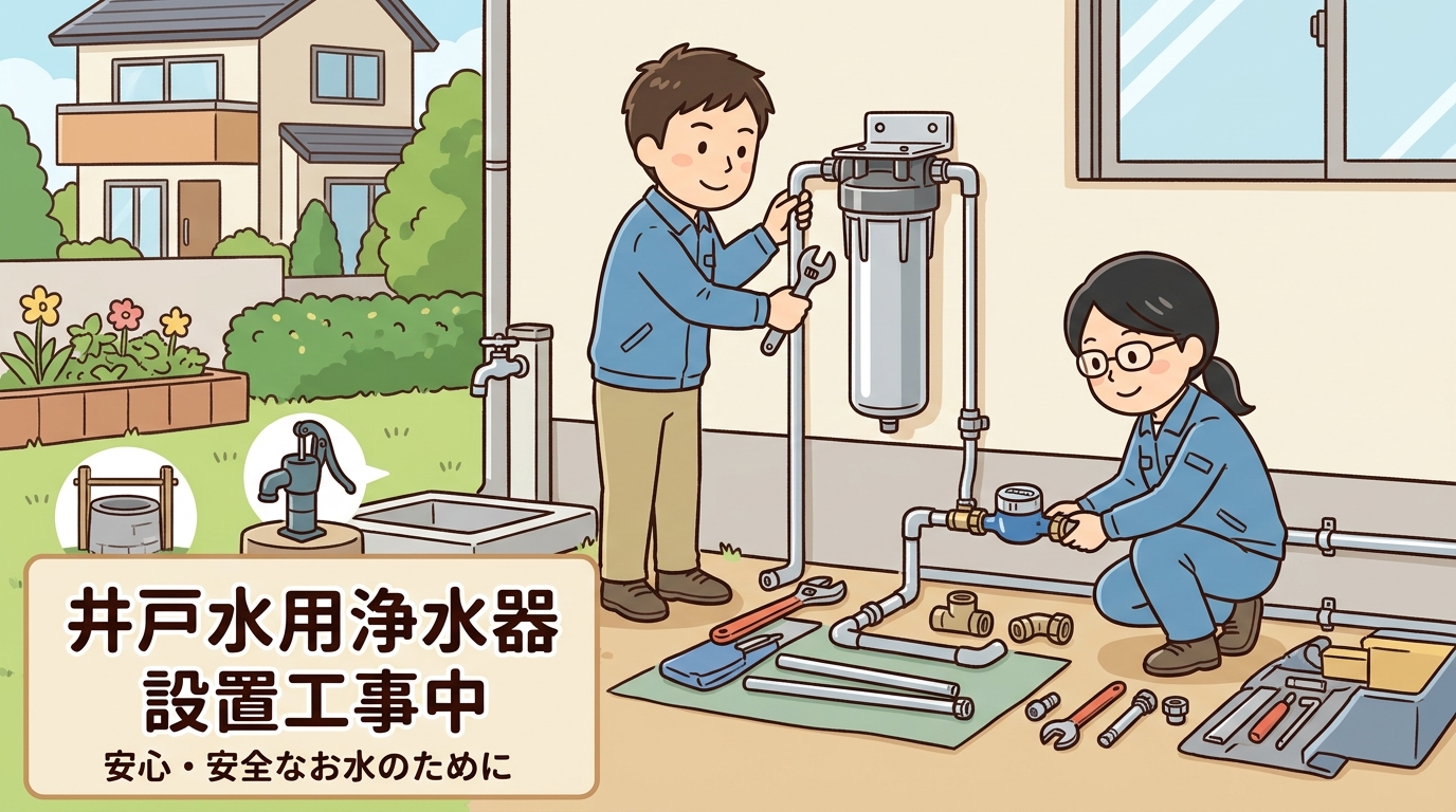 浄水器の設置工事を行っている業者の画像