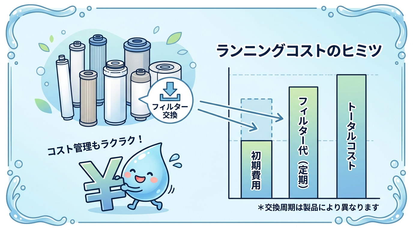 マーフィード浄水器の交換用フィルターとコストのイメージ画像