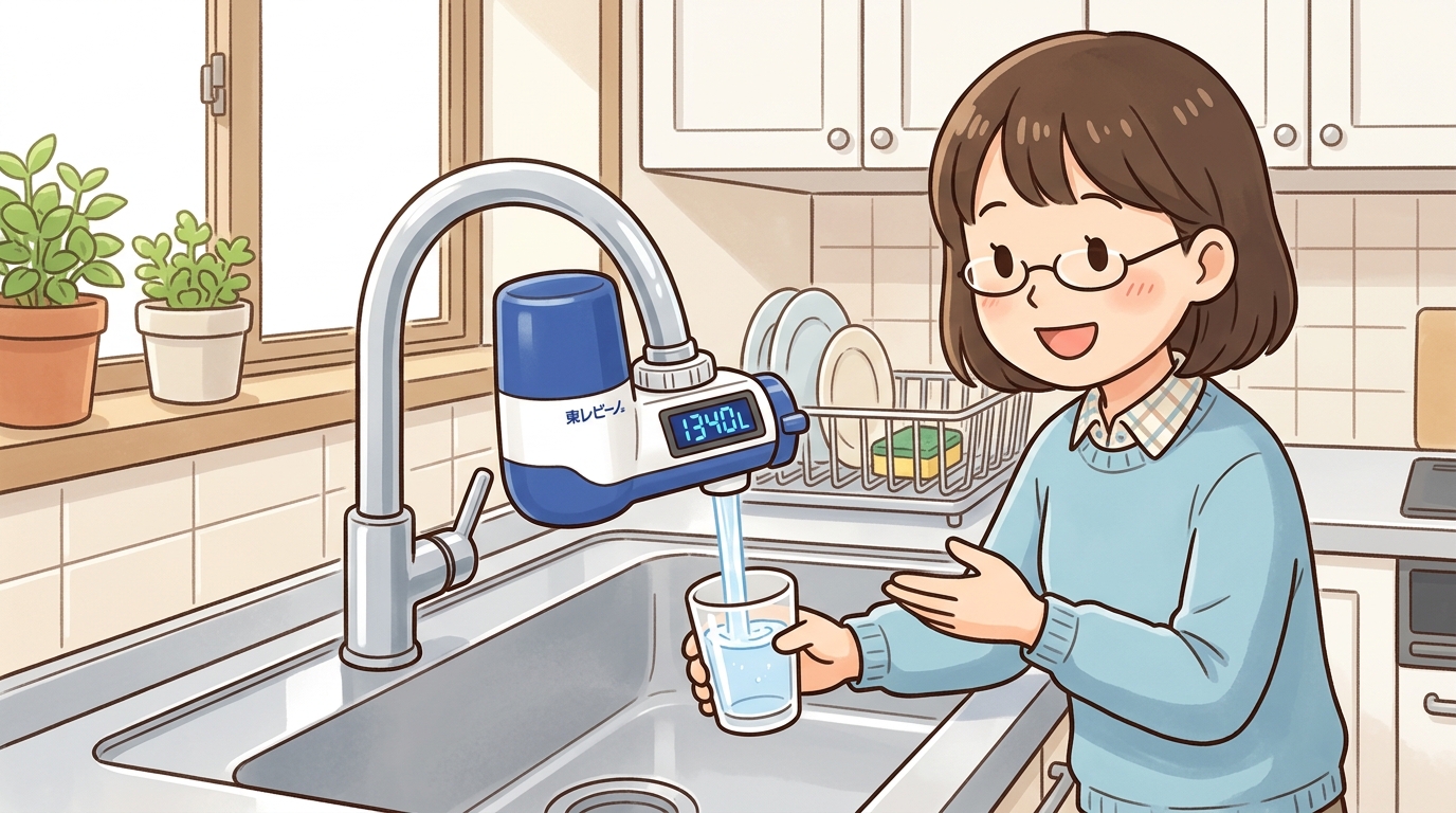 トレビーノの蛇口直結型浄水器(デジタルサイン付き)の画像