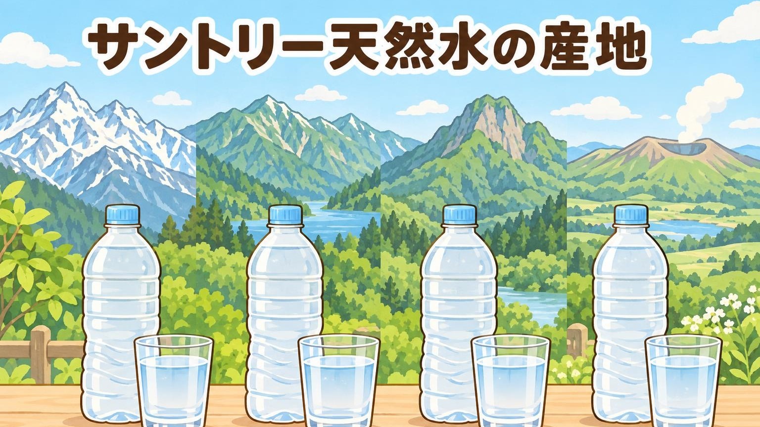 サントリー天然水の4つの産地のイメージ