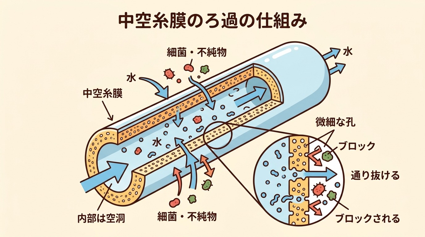 浄水器のフィルター構造を示すイラスト