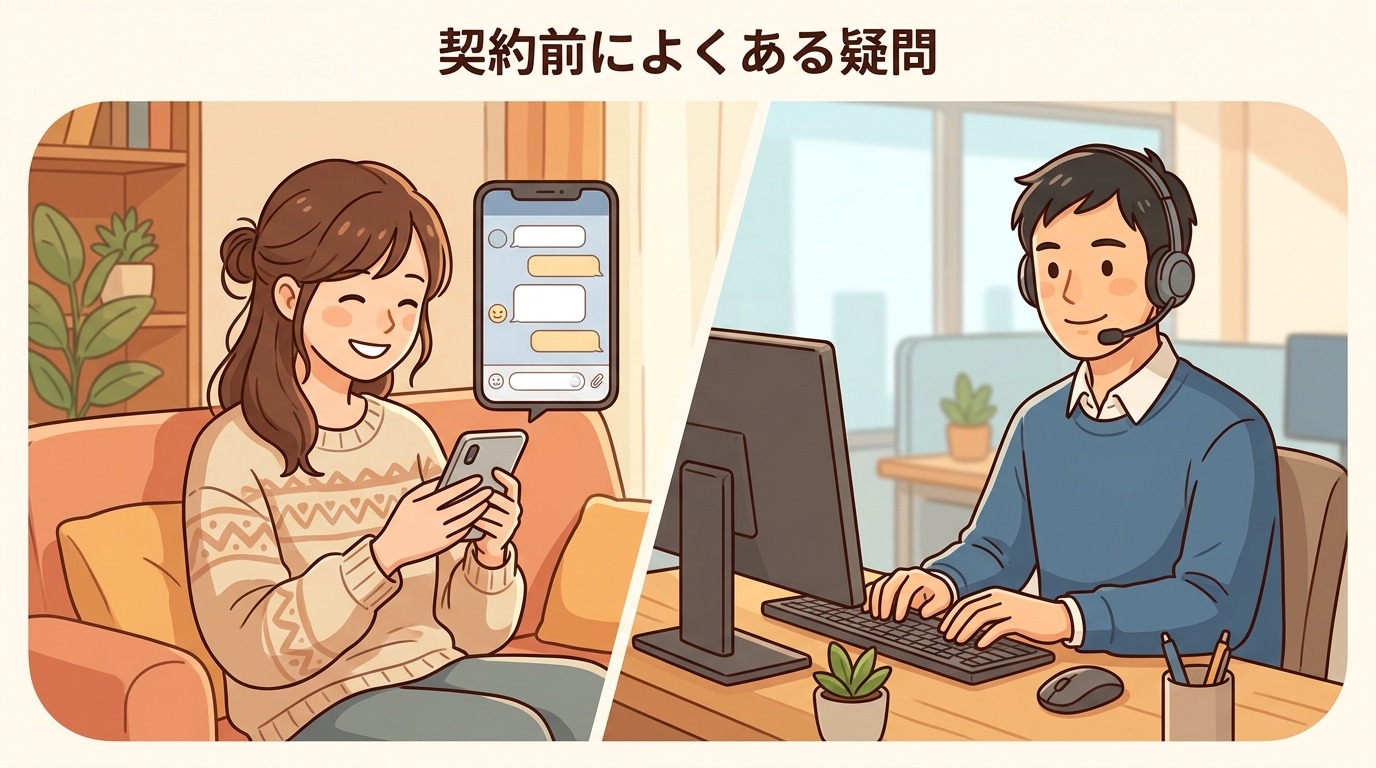 スマートフォンの画面とサポートスタッフのイメージ画像