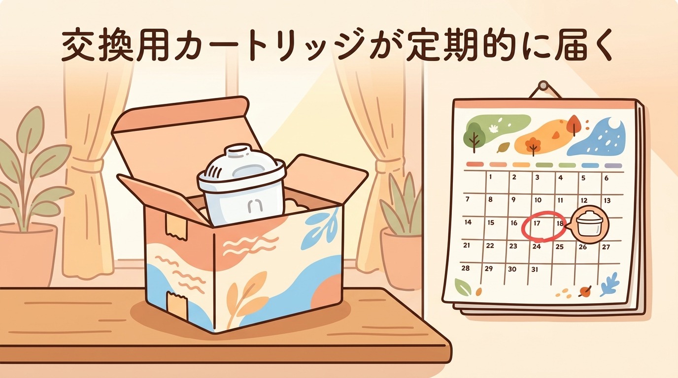 定期的に届く交換用カートリッジとカレンダーの画像