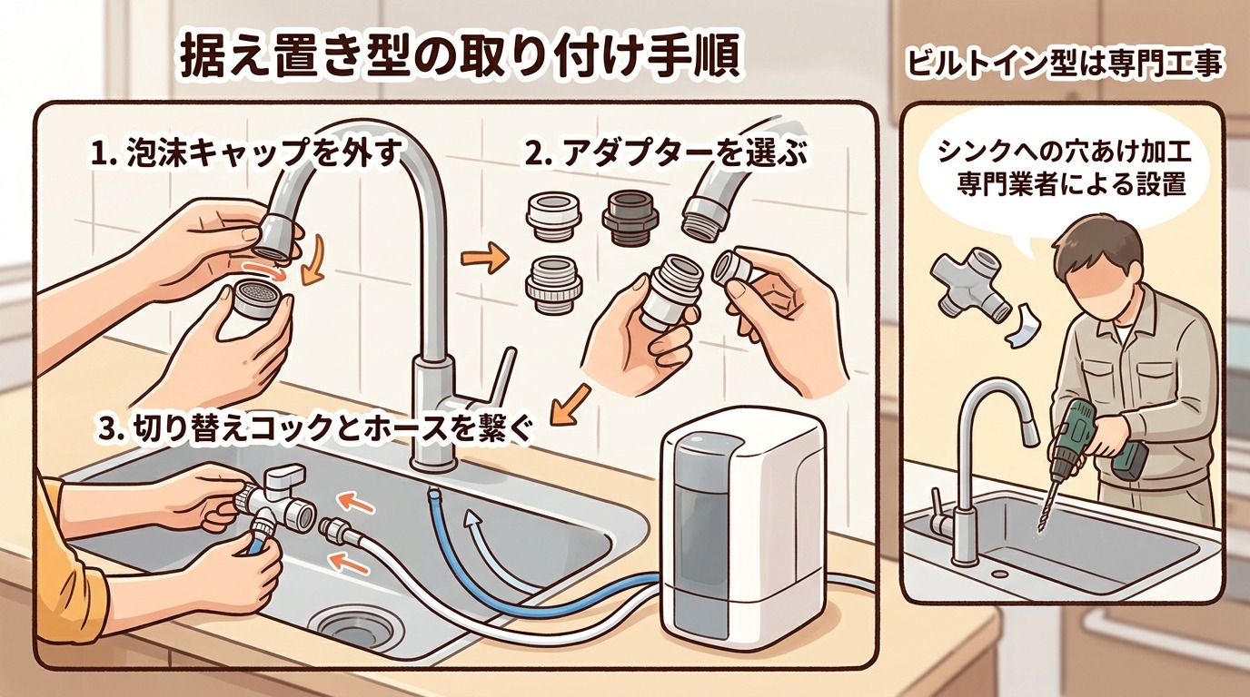 浄水器の取り付け作業のイメージ画像