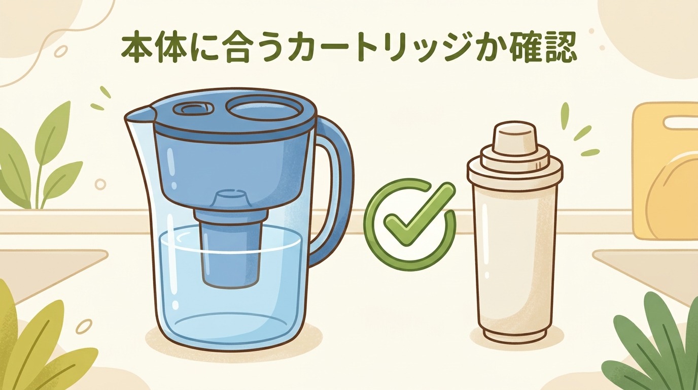 ブリタ浄水器本体とカートリッジの適合確認画像