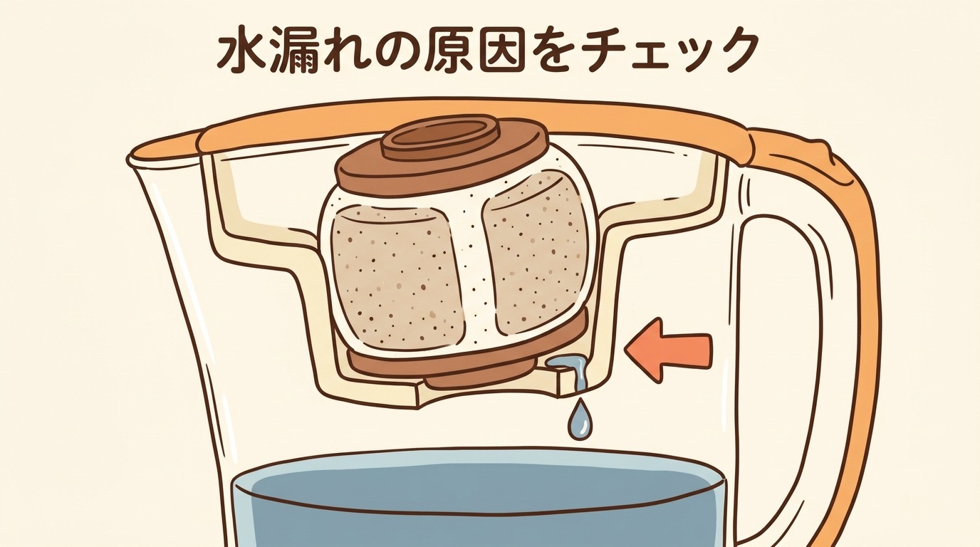 カートリッジの隙間から水が滴っているトラブルイメージ画像