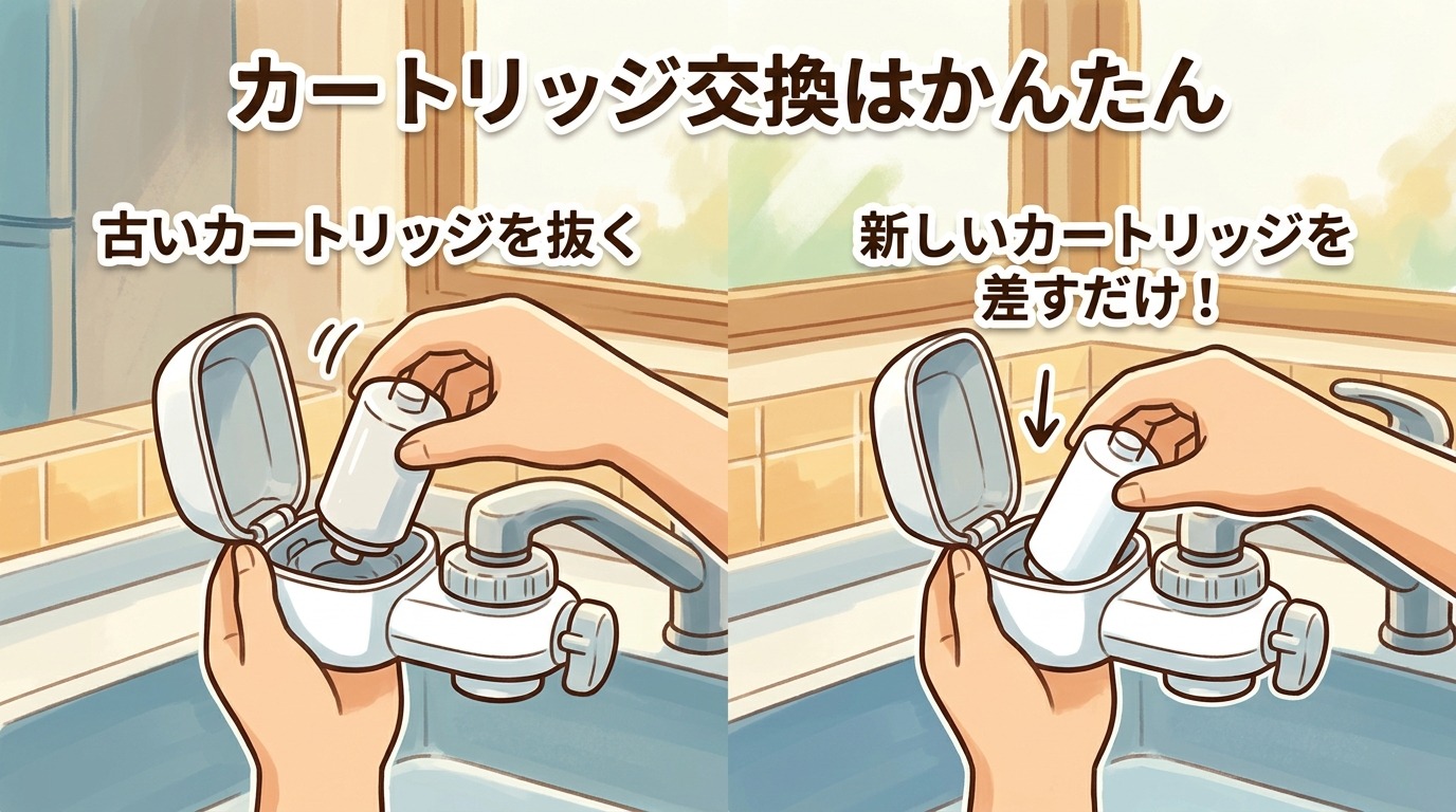 新しいカートリッジに交換している手元の画像
