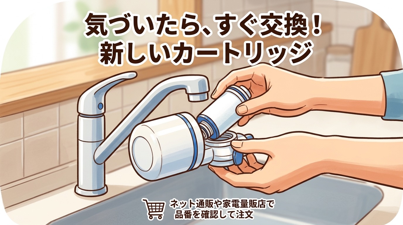 新しいカートリッジを交換している手元の画像